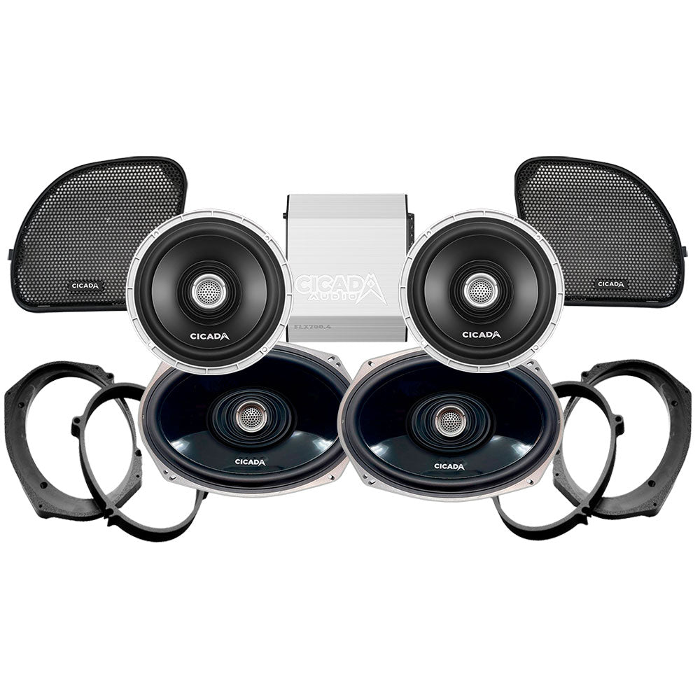 Cicada Audio CX Stage 4 Plug & Play Amp And Speaker Package For 2021-2023 Harley Davidson® CVO Road Glide With HD Audio By Rockford For Factory Radio or Existing Soundstream Reserve Radios