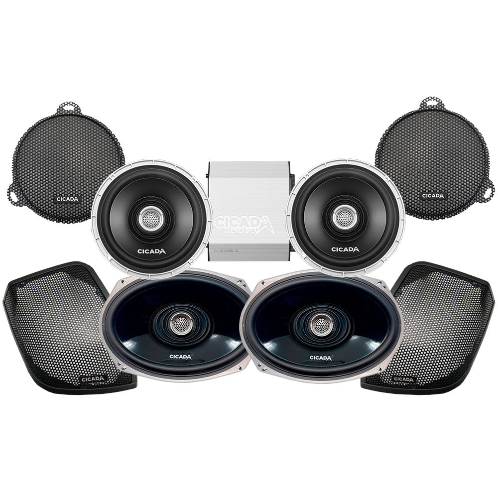 Cicada Audio CX Stage 4 Plug & Play Amp and Speaker Package For 2014-2023 Harley Davidson® Street Glide, Electra Glide, and Ultra with Factory or Existing SoundStream Reserve Radios