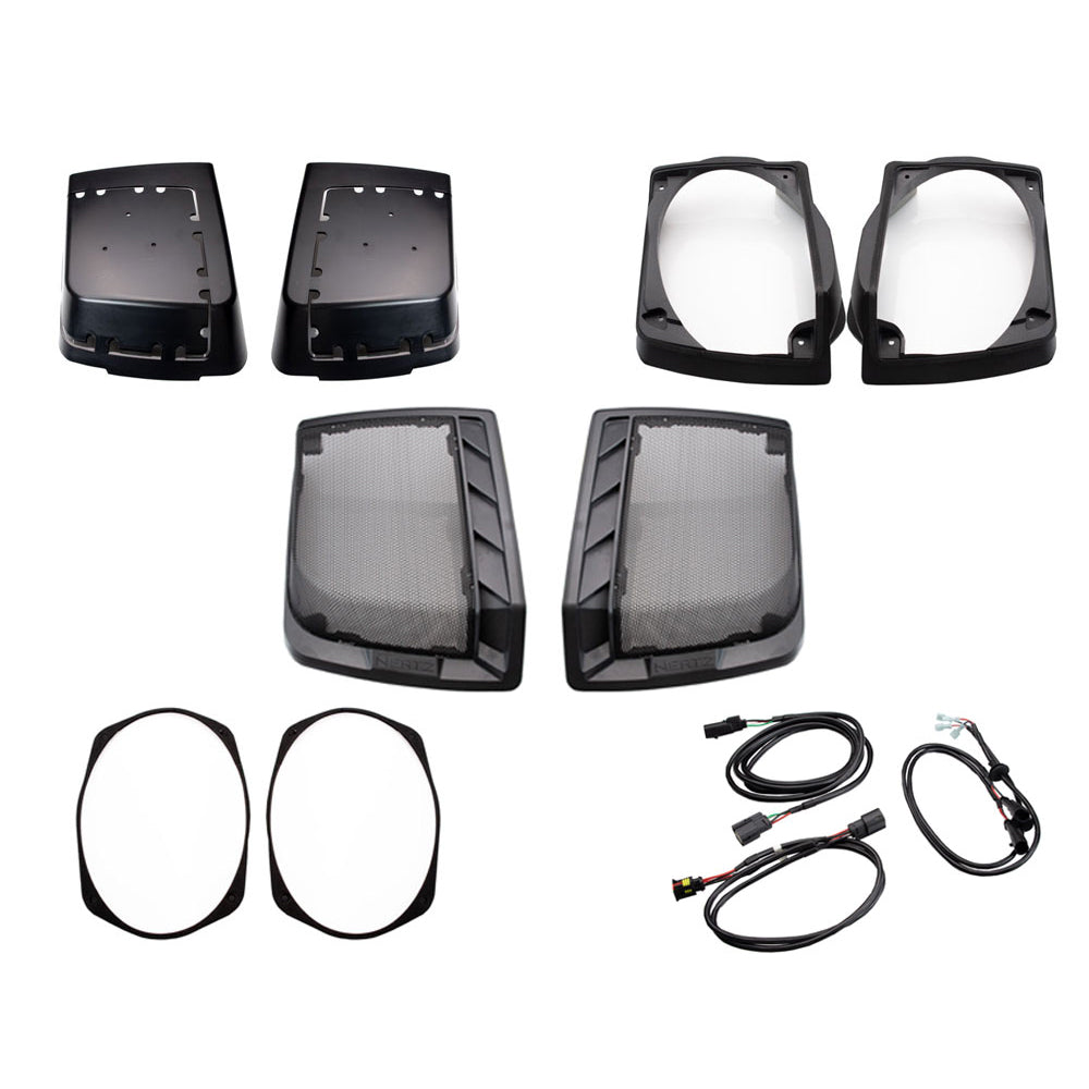Hertz Stage 4 Plug & Play Amp And Speaker Package For 2009-2013 Harley Davidson® CVO Road Glide for Existing Soundstream Reserve, Aquatic-AV, and Boss Radios