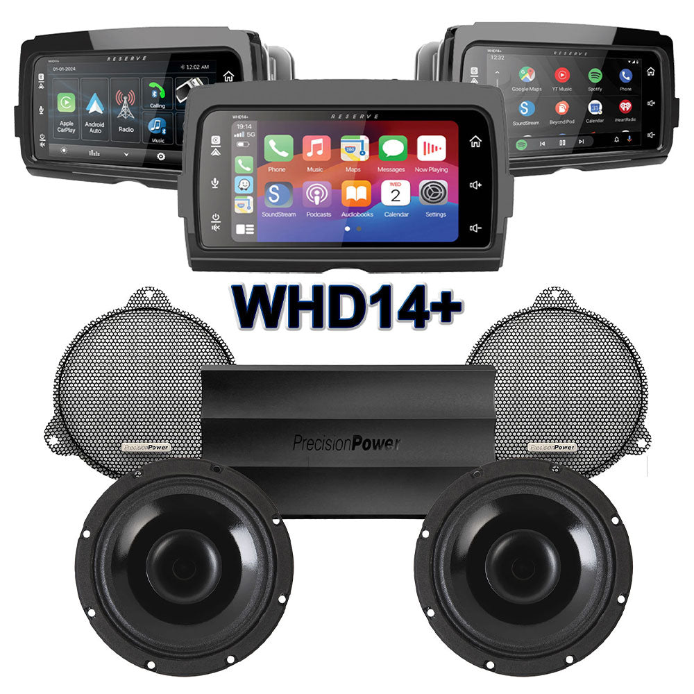 Precision Power HT Stage 2 Plug & Play Amp and Speaker Package With Soundstream Reserve WHD14+ Radio For 2014-2023 Harley Davidson® Street Glide, Electra Glide, and Ultra