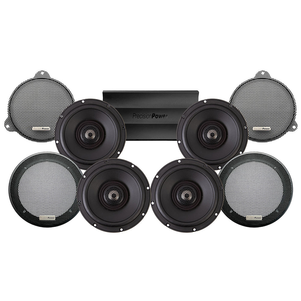 Precision Power Stage 4 Plug & Play Amp and Speaker Package For 2014-2023 Harley Davidson® Street Glide and Electra Glide with Factory or Existing SoundStream Reserve Radios
