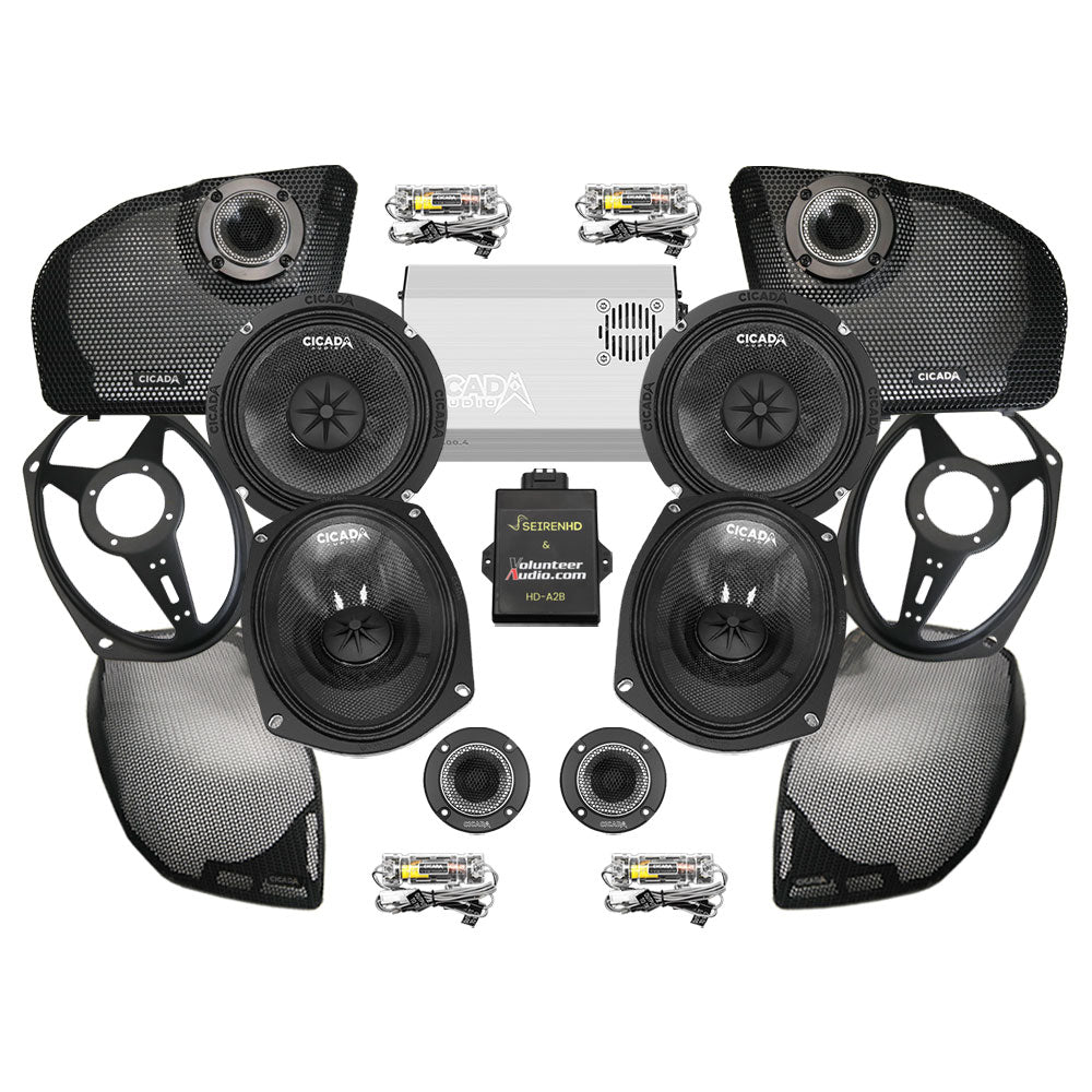 Cicada Audio CM/CXK Premium A2B Stage 4 Plug & Play Amp And Speaker Package For 2024-Up Harley Davidson® Road Glide Base Models