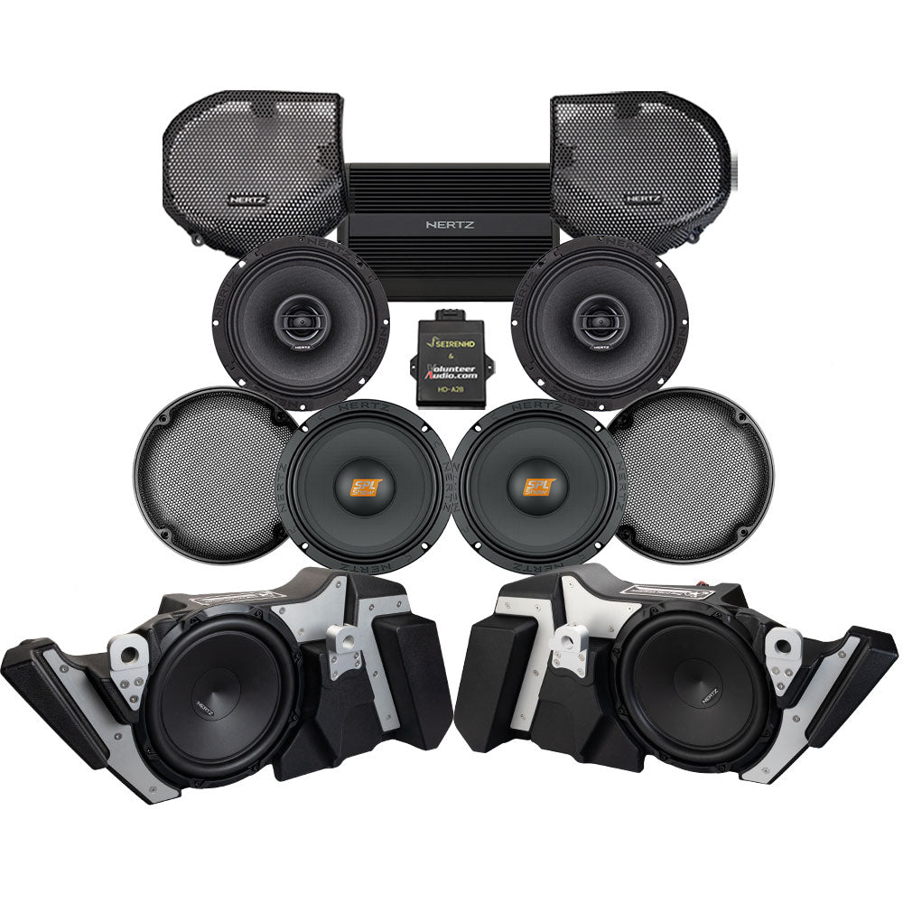 Hertz A2B Stage 4 Ultimate Plug & Play Amp And Speaker Package with Modular Subwoofer Kit For 2024-Up Harley Davidson® Base Model Street Glide Motorcycles with Tour Paks