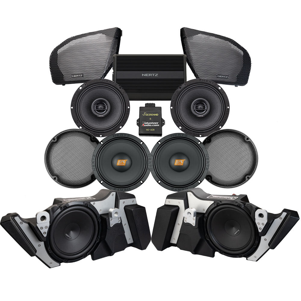 Hertz A2B Stage 4 Ultimate Plug & Play Amp And Speaker Package with Modular Subwoofer Kit For 2024-Up Harley Davidson® Base Model Road Glide Motorcycles with Tour Paks