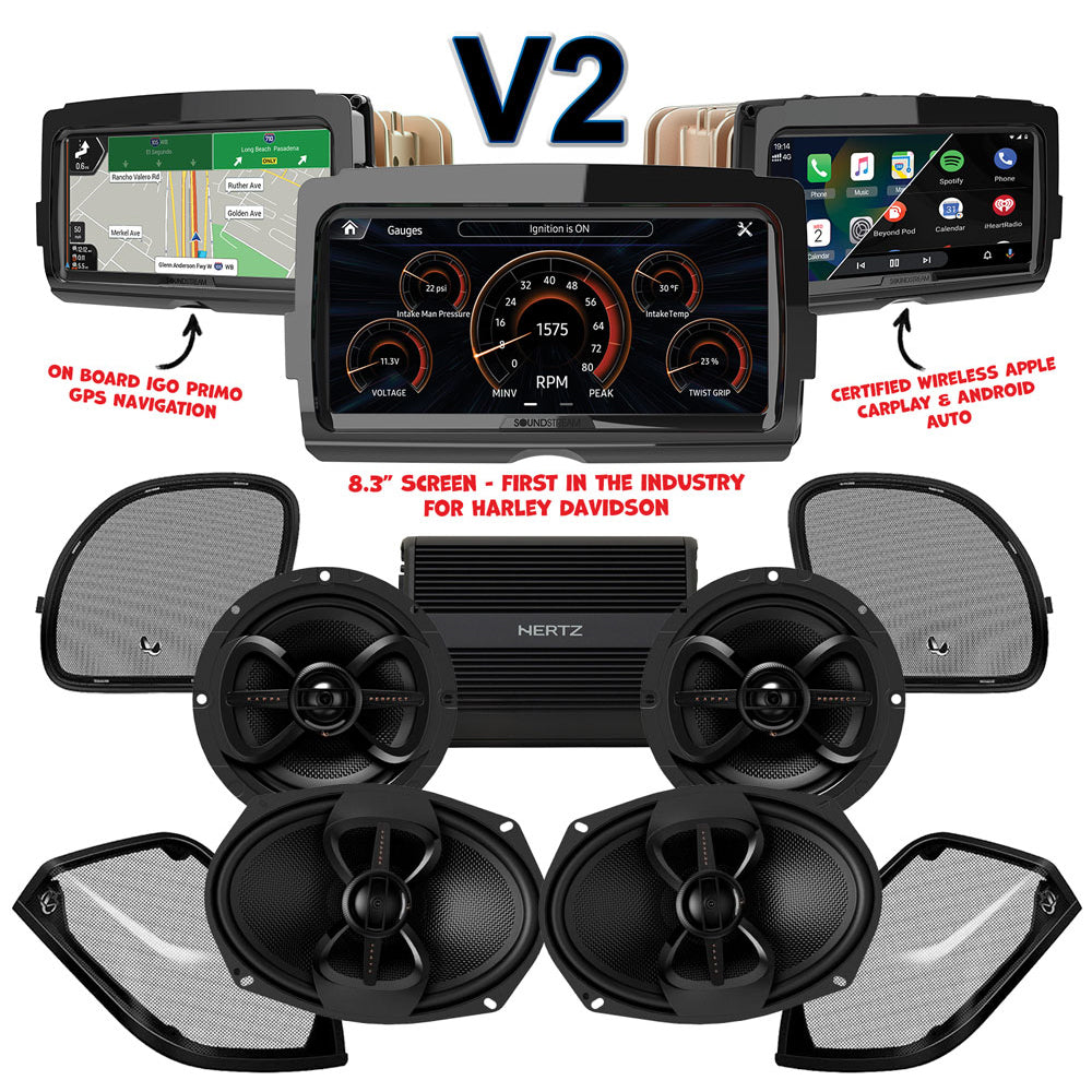 Infinity Stage 4 Plug & Play Amp And Speaker Package With Soundstream Reserve V2 Radio For 2015-2023 Harley Davidson® Road Glide
