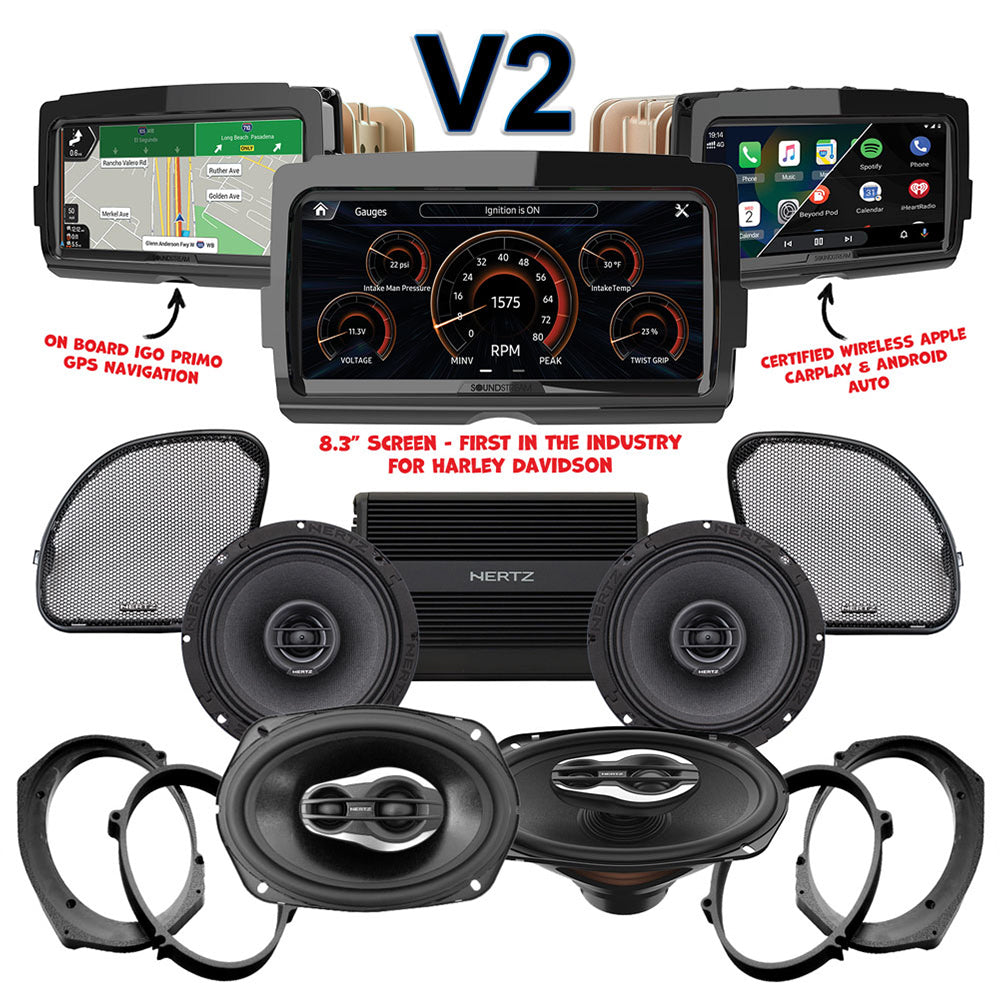 Hertz Stage 4 Plug & Play Amp And Speaker Package With Soundstream Reserve V2 Radio For 2015-2021 Harley Davidson® CVO Road Glide