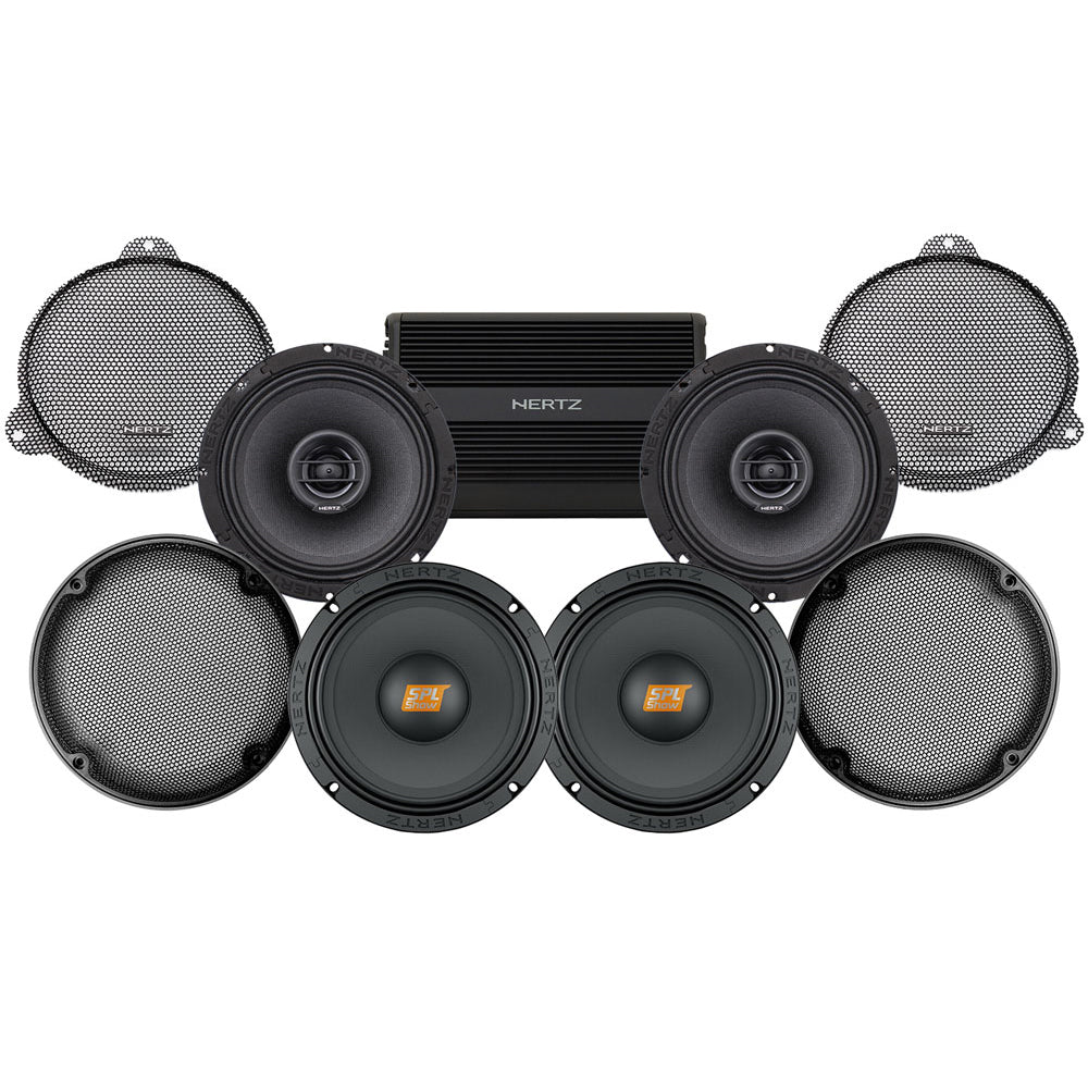 Hertz Stage 4 Plug & Play Amp And Speaker Package For 2021-2023 Harley Davidson® CVO Street Glide With HD Audio By Rockford For Factory Radio or Existing Soundstream Reserve Radios