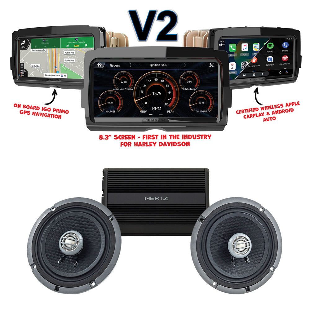 Kenwood Stage 2 Plug & Play Amp and Speaker Package With Soundstream Reserve V2 Radio For 2015-2023 Harley Davidson® Road Glide
