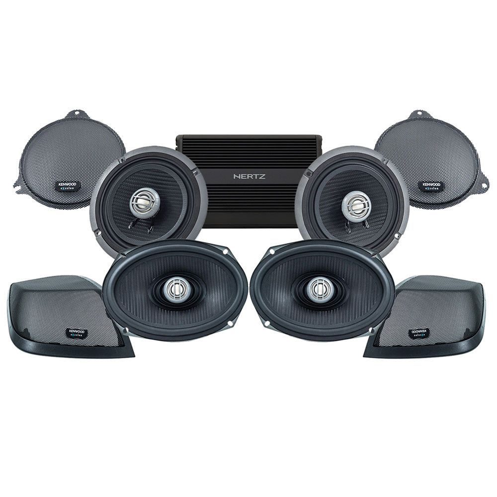 Kenwood Stage 4 Plug & Play Amp and Speaker Package For 2014-2023 Harley Davidson® Street Glide, Electra Glide, and Ultra with Factory or Existing SoundStream Reserve Radios