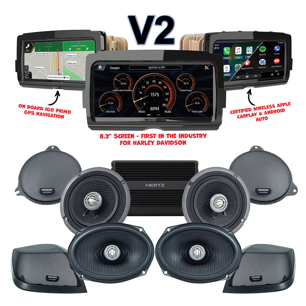 Kenwood Stage 4 Plug & Play Amp and Speaker Package With Soundstream Reserve V2 Radio For 2014-2023 Harley Davidson® Street Glide, Electra Glide, And Ultra