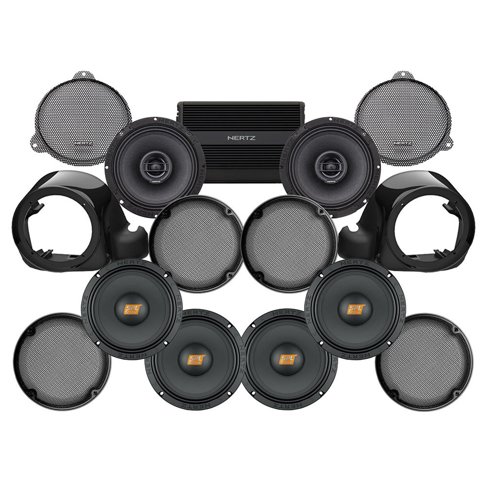 Hertz Stage 6 Plug & Play Amp and Speaker Package with Liquid-Cooled Lower Fairing Adapters For 2021-2023 Harley Davidson® CVO Tri Glide with Factory or Existing Soundstream Reserve Radios