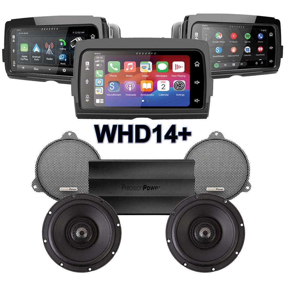 Precision Power Stage 2 Plug & Play Amp and Speaker Package With Soundstream Reserve WHD14+ Radio For 2014-2023 Harley Davidson® Street Glide, Electra Glide, and Ultra
