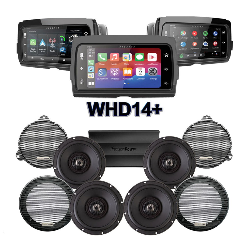 Precision Power Stage 4 Plug & Play Amp And Speaker Package With SoundStream Reserve WHD14+ Radio For 2014-2023 Harley Davidson® Street Glide and Electra Glide