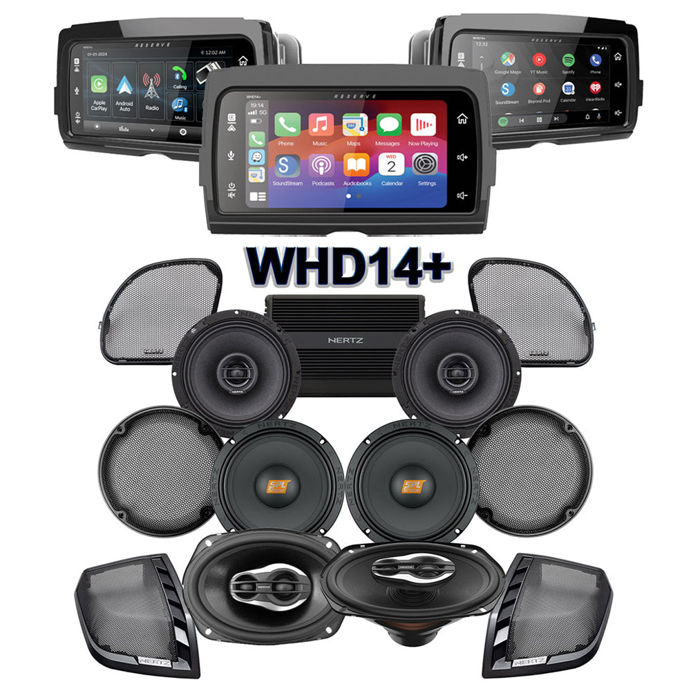 Hertz Stage 6 Plug & Play Amp and Speaker Package With Soundstream Reserve WHD14+ Radio For 2015-2016 Harley Davidson® CVO Road Glide Ultra