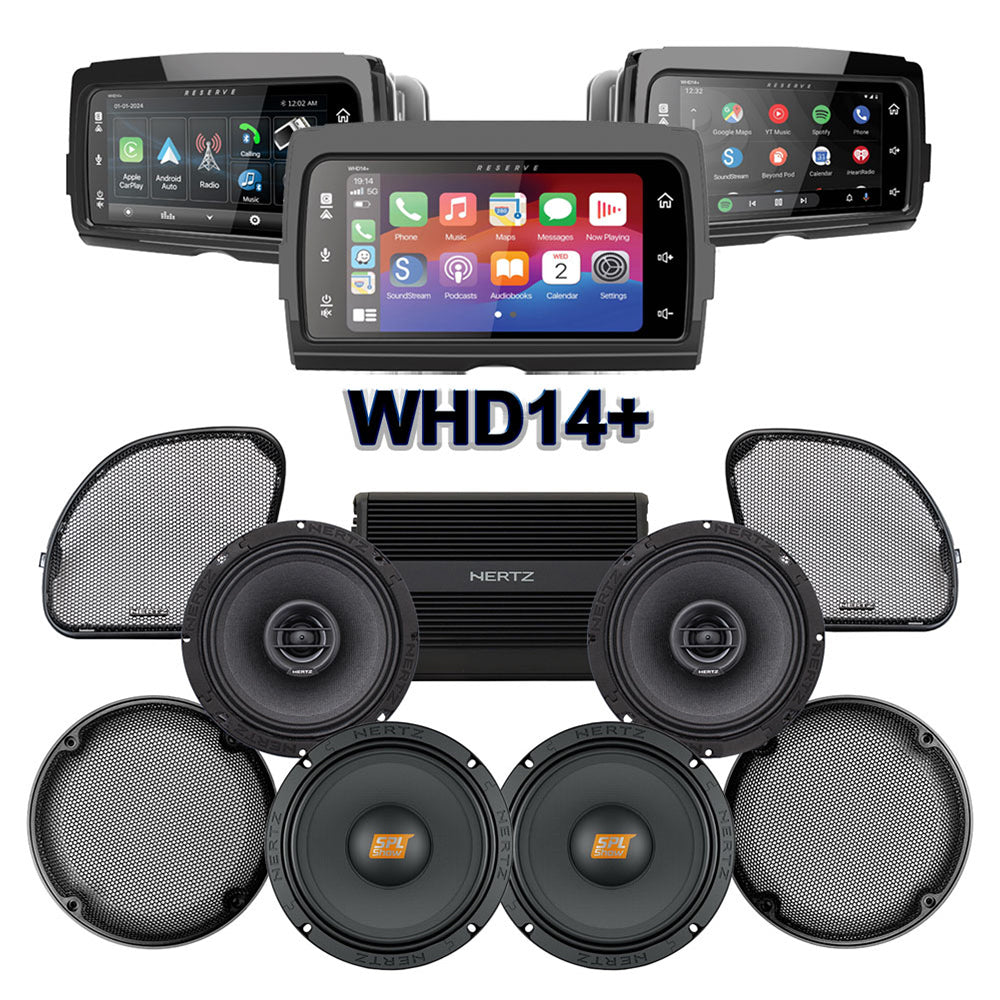 Hertz Stage 4 Plug & Play Amp And Speaker Package With Soundstream Reserve WHD14+ Radio For 2015-2016 Harley Davidson® CVO Road Glide Ultra