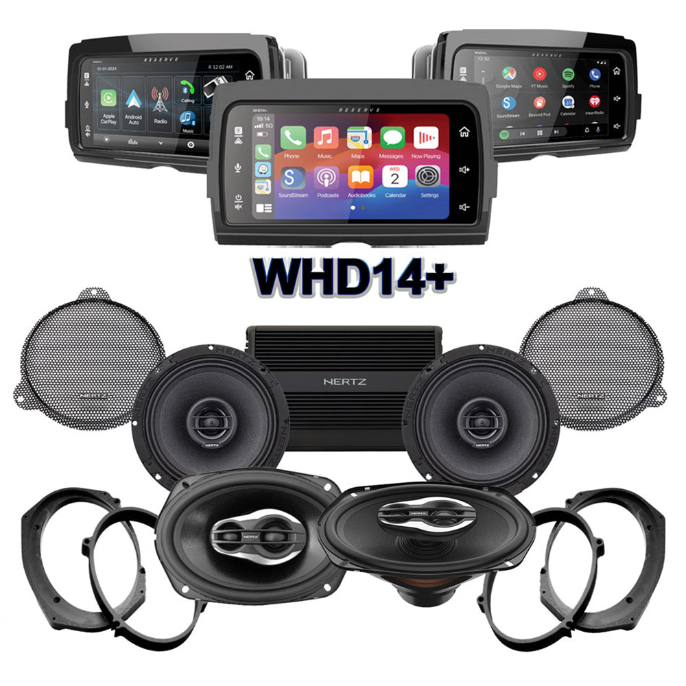 Hertz Stage 4 Plug & Play Amp And Speaker Package With Soundstream Reserve WHD14+ Radio For 2021-2023 Harley Davidson® CVO Street Glide With HD Audio By Rockford