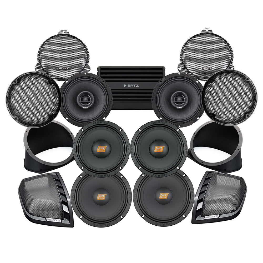 Hertz Stage 6 Plug & Play Amp and Rear 8" Speaker Package For 2014-2023 Harley Davidson® Street Glide and Electra Glide with Factory or Existing SoundStream Reserve Radios
