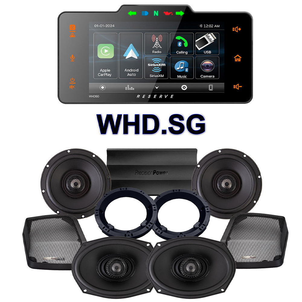 Precision Power Stage 4 Plug & Play Amp And Speaker Package With Soundstream Reserve WHD.SG Radio For 1998-2013 Harley Davidson® Street Glide, Electra Glide, And Ultra