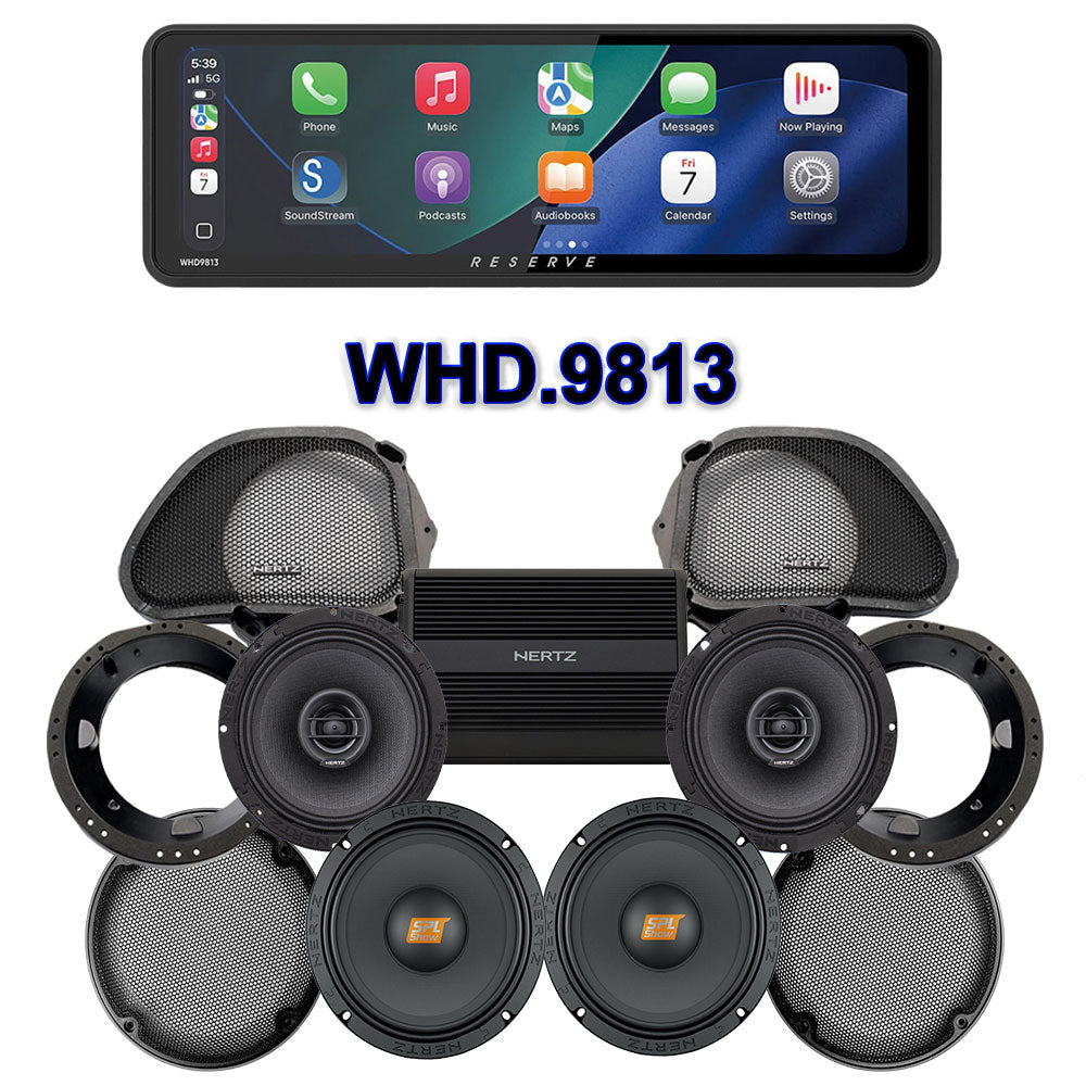 Hertz Stage 4 Plug & Play Amp And Speaker Package With Soundstream Reserve WHD.9813 Radio For 1998-2013 Harley Davidson® Road Glide