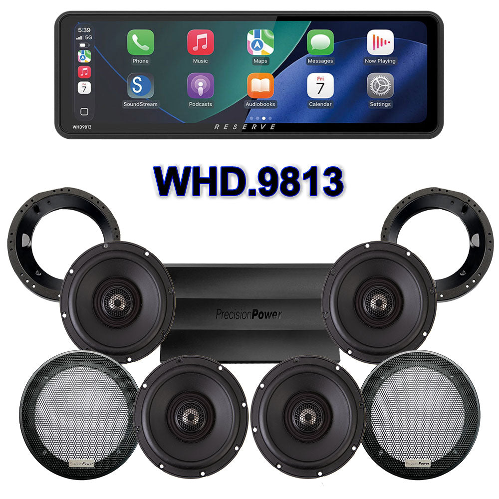 Precision Power Stage 4 Plug & Play Amp And Speaker Package With Soundstream Reserve WHD.9813 Radio For 1998-2013 Harley Davidson® Road Glide