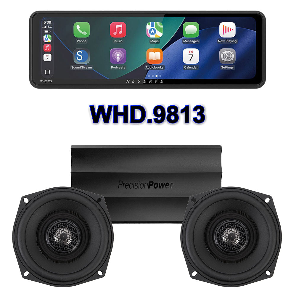 Precision Power 5.25" Stage 2 Plug & Play Amp And Speaker Package With Soundstream Reserve WHD.9813 Radio For 1998-2013 Harley Davidson® Road Glide