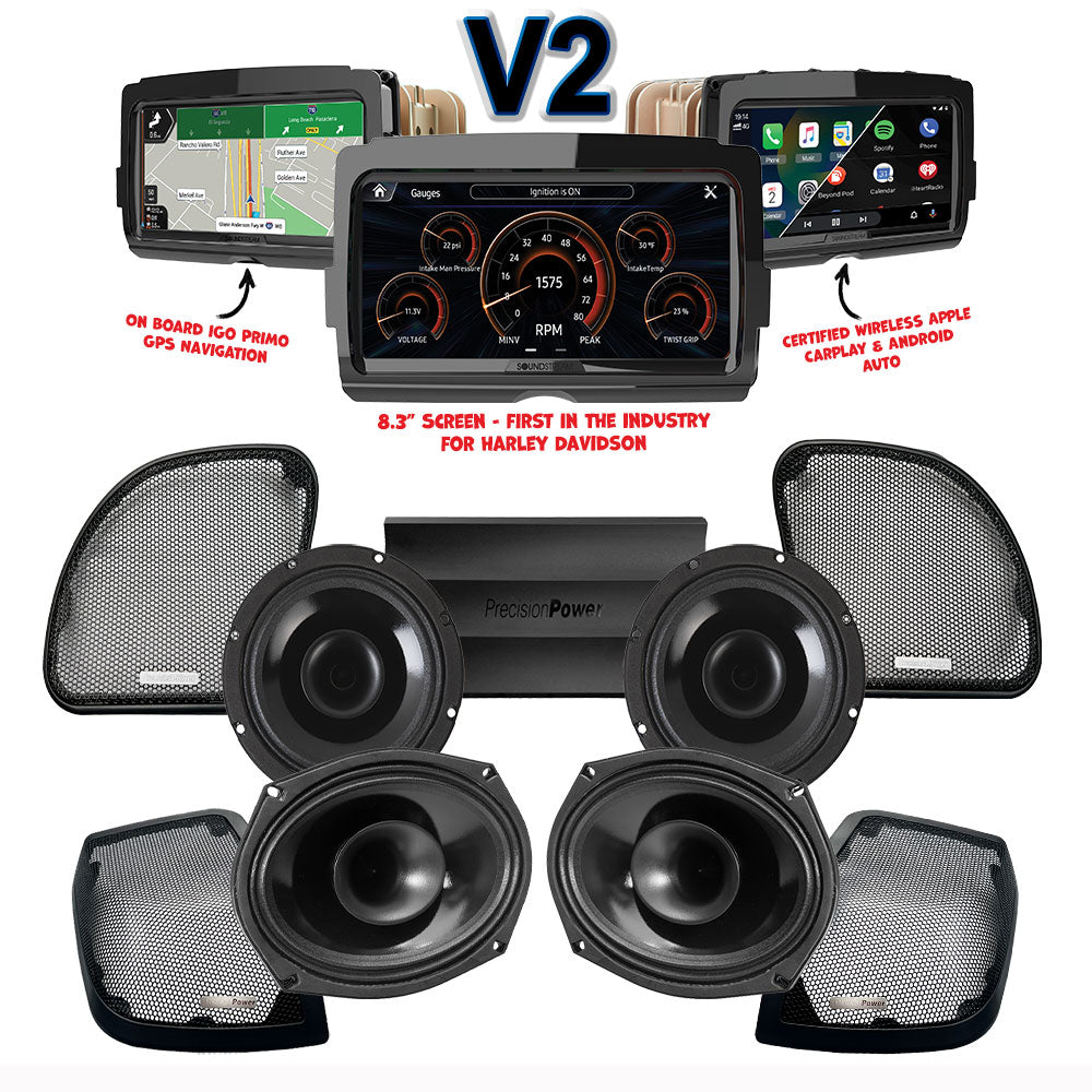 Precision Power HT Stage 4 Plug & Play Amp and Speaker Package With Soundstream Reserve V2 Radio For 2014-2023 Harley Davidson® Road Glide