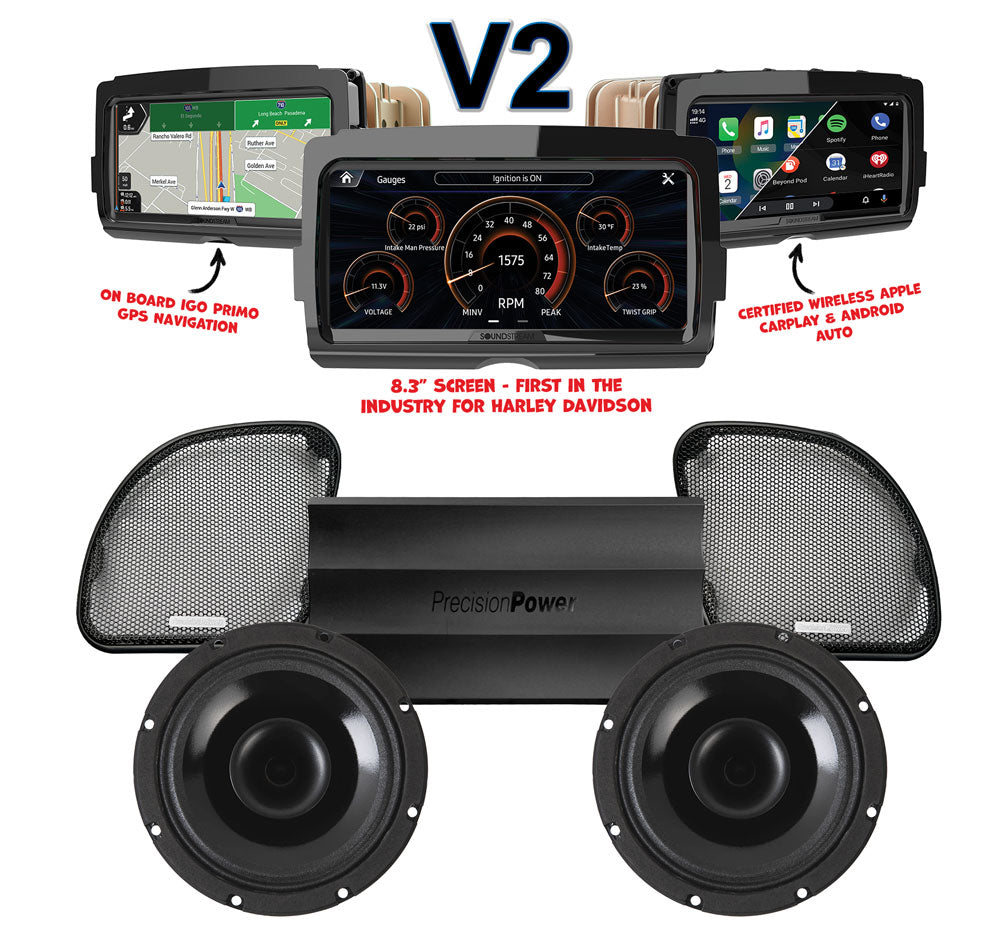 Precision Power HT Stage 2 Plug & Play Amp and Speaker Package With Soundstream Reserve V2 Radio For 2014-2023 Harley Davidson® Road Glide