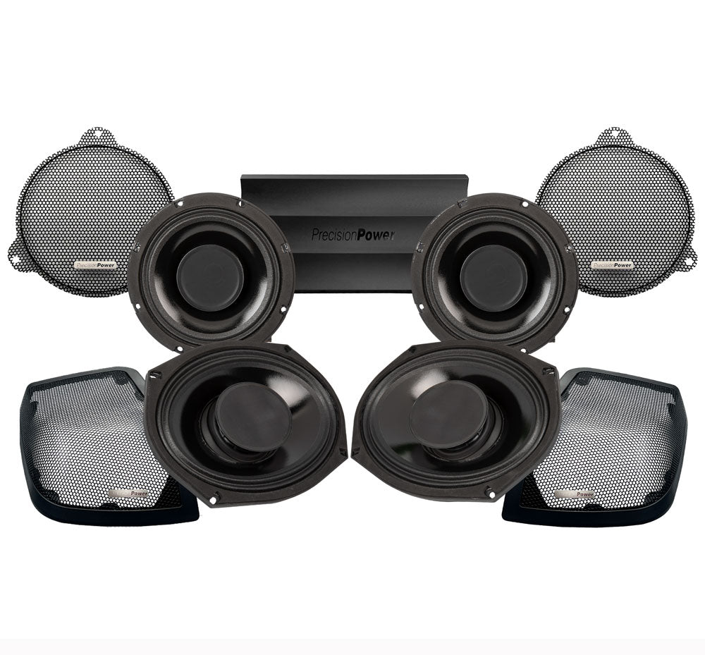 Precision Power HTW Stage 4 Plug & Play Amp and Speaker Package For 2014-2023 Harley Davidson® Road Glide, Street Glide, Electra Glide, and Ultra with Factory or Existing SoundStream Reserve Radios