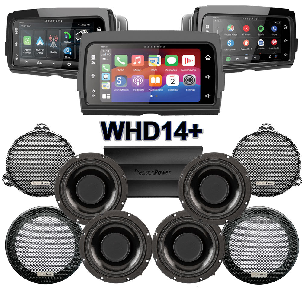 Precision Power HTW Stage 4 Plug & Play Amp and Speaker Package With Soundstream Reserve WHD14+ Radio For 2014-2023 Harley Davidson® Street Glide and Electra Glide