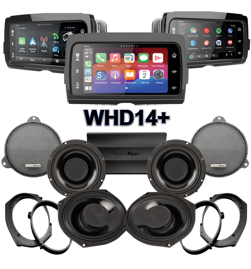 Precision Power HTW Stage 4 Plug & Play Amp and Speaker Package With Soundstream Reserve WHD14+ Radio For 2014-2020 Harley Davidson® CVO Street Glide