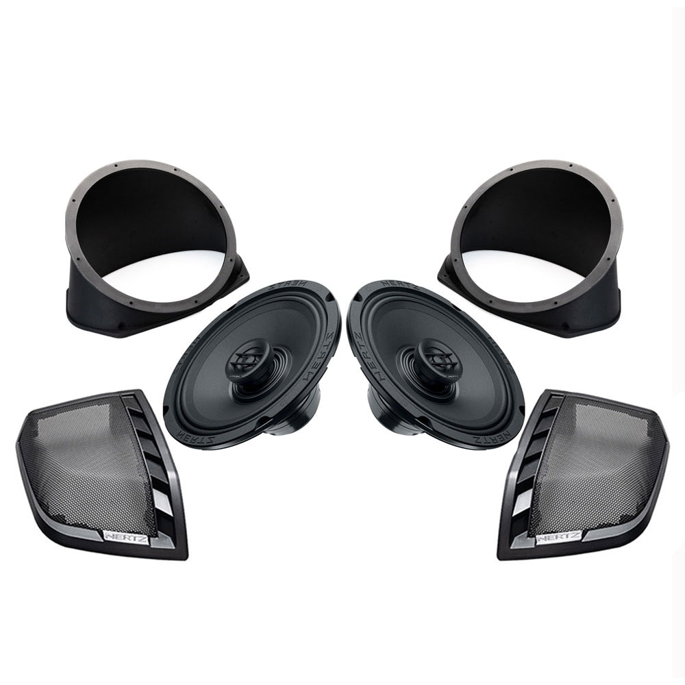Hertz 8″ SX200NEO Speakers + IP-6×9-8 Speaker Adapters + Cut Kits For 2014-2023 Harley Davidson® Touring Motorcycles