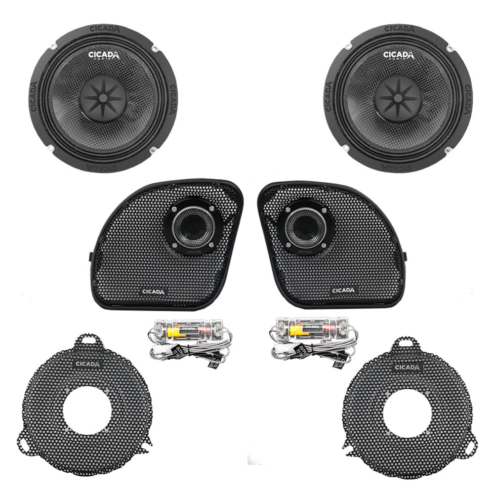 Cicada Audio CXK Stage 2 Plug & Play Amp and Speaker Package For 2014-2023 Harley Davidson® Street Glide, Electra Glide, and Ultra with Factory or Existing SoundStream Reserve Radios