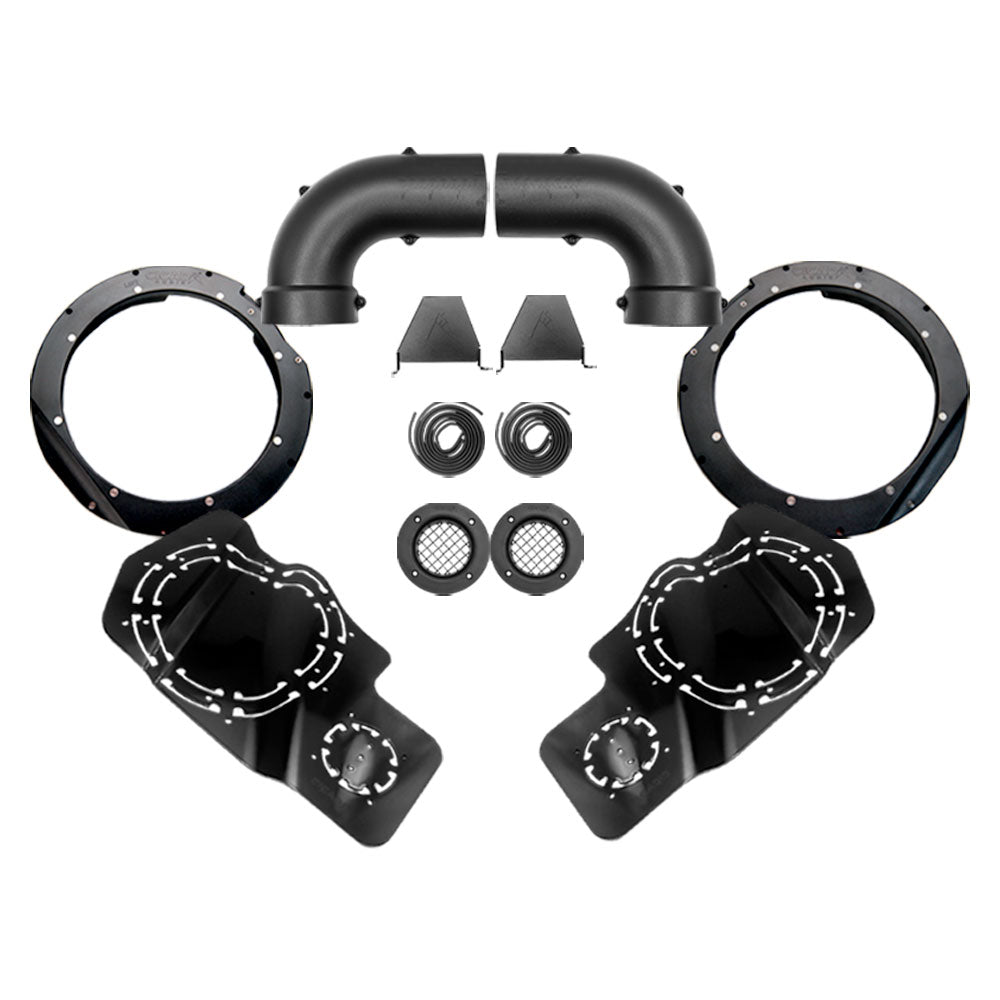 Cicada Audio Saddlebag Cutting Template and Complete 10" Mid-Bass Saddlebag Mounting Kits for 2014-2023 Harley Davidson® Motorcycles