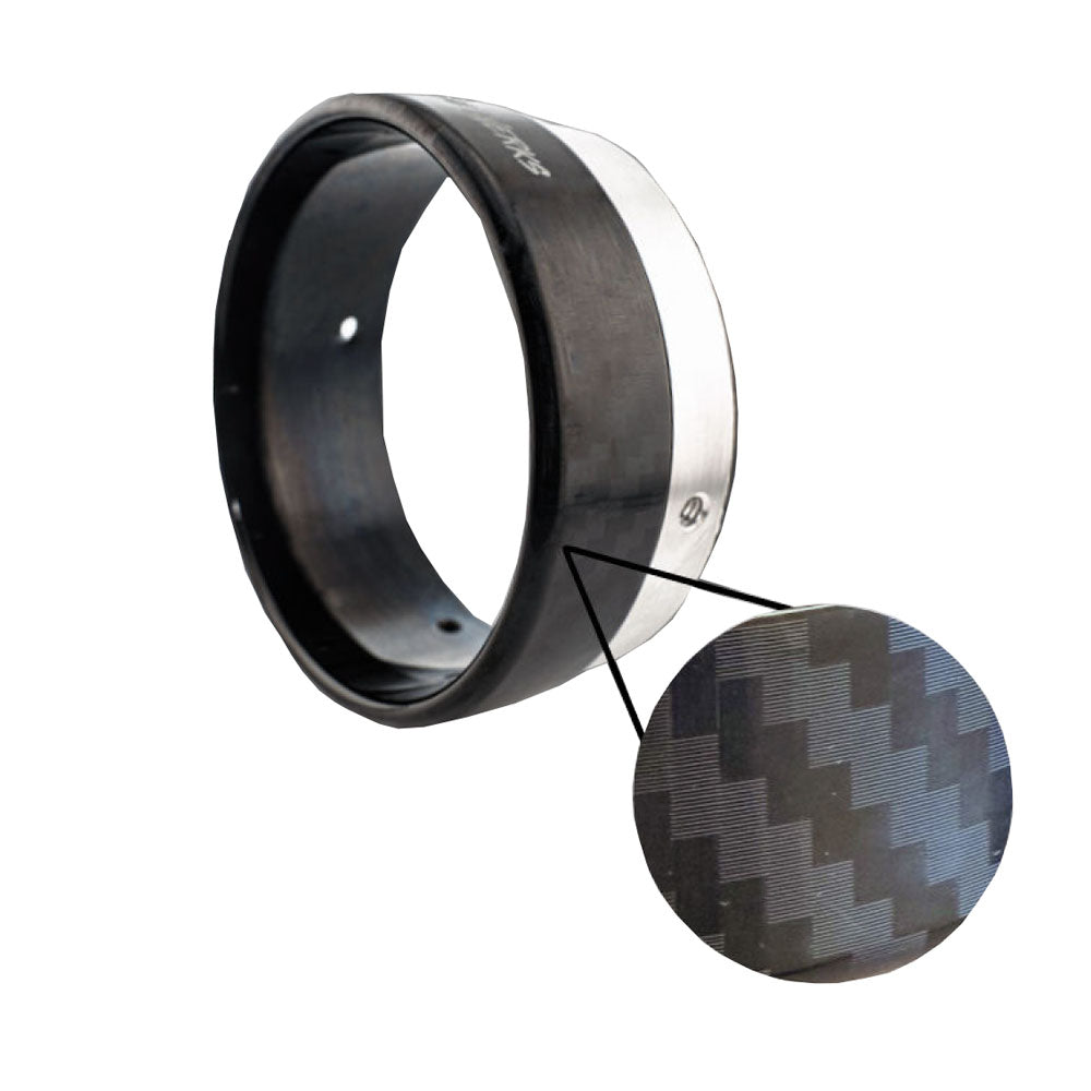 Black and silver carbon fiber Khrome Werks exhaust tip