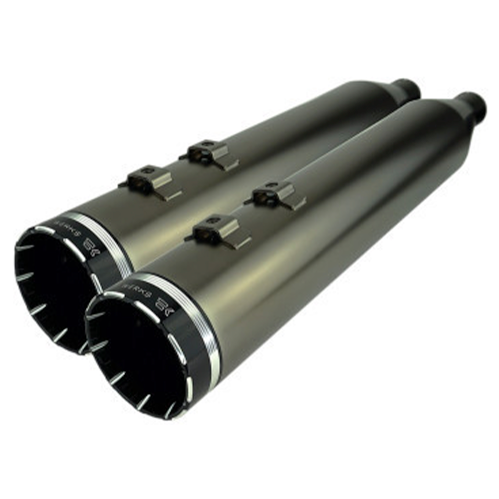 Khrome Werks 202650 / 1801-1453 HP-Plus 4.5” Smoked with Tracer End Cap Slip-On Mufflers For Harley Touring 2017-2024 ( 18011453 )
