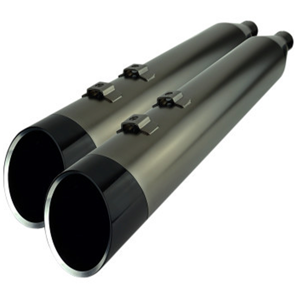 Khrome Werks 202655 / 1801-1454 HP-Plus 4.5” Smoked with Black Edge End Cap Slip-On Mufflers For Harley Touring 2017-2024 ( 18011454 )