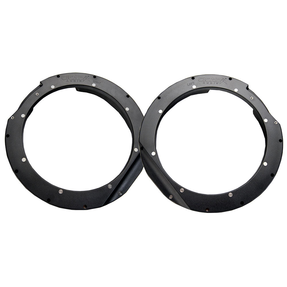 Cicada Audio Saddlebag Cutting Template and 8" or 10" Mid-Bass Mounting Ring and Grille Kits for 2024-Up Harley Davidson® Base Model Motorcycles