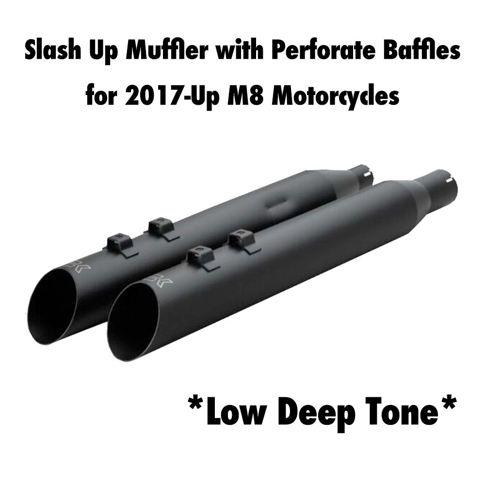Khrome Werks 1801-1863 4.0" Black HP Plus Slash Up Mufflers with Perforate Baffles for Select 2017-Up M8 Harley Davidson® Motorcycles ( 40FSL-1011-BLK )