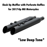 Khrome Werks 1801-1863 4.0" Black HP Plus Slash Up Mufflers with Perforate Baffles for Select 2017-Up M8 Harley Davidson® Motorcycles ( 40FSL-1011-BLK )