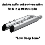 Khrome Werks 1801-1864 4.0" Chrome HP Plus Slash Up Mufflers with Perforate Baffles for Select 2017-Up M8 Harley Davidson® Motorcycles ( 40FSL-1011-CHR )