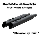 Khrome Werks 1801-1865 4.0" Black HP Plus Slash Up Mufflers with Ripper Baffle for Select 2017-Up M8 Harley Davidson® Motorcycles ( 40FSL-1012-BLK )