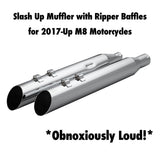 Khrome Werks 1801-1866 4.0" Chrome HP Plus Slash Up Mufflers with Ripper Baffles for 2017-Up M8 Harley Davidson® Touring Motorcycles ( 40FSL-1012-CHR )