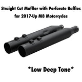 Khrome Werks 1801-1869 4.0" Black HP Plus Straight Cut Mufflers with Perforate Baffles for 2017-Up M8 Harley Davidson® Touring Motorcycles  ( 40FST-1011-BLK )