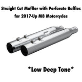 Khrome Werks 1801-1870 4.0" Chrome HP Plus Straight Cut Mufflers with Perforate Baffles for 2017-Up M8 Harley Davidson® Touring Motorcycles ( 40FST-1011-CHR )
