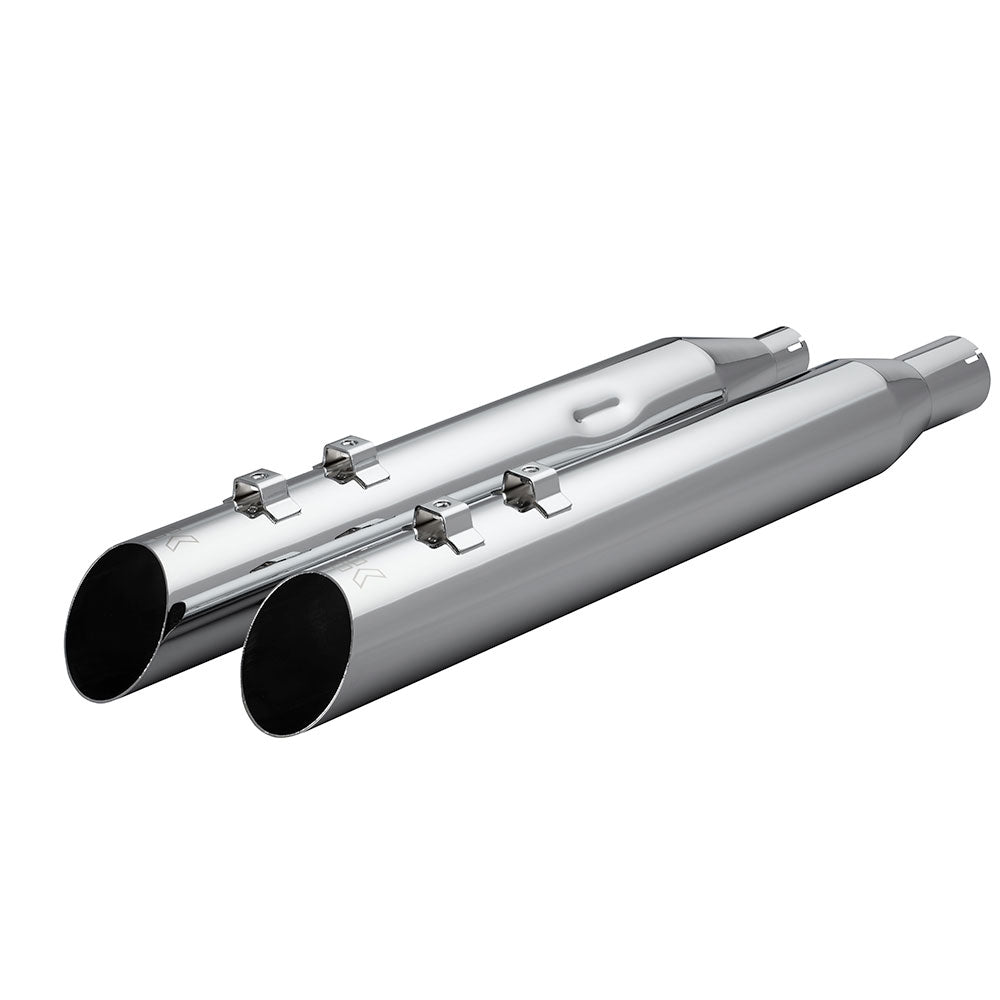 Khrome Werks 1801-1864 4.0" Chrome HP Plus Slash Up Mufflers with Perforate Baffles for Select 2017-Up M8 Harley Davidson® Motorcycles ( 40FSL-1011-CHR )