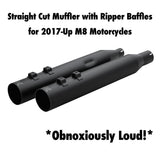 Khrome Werks 1801-1872 4.0" Black HP Plus Straight Cut Mufflers with Ripper Baffles for 2017-Up M8 Harley Davidson® Touring Motorcycles  ( 40FST-1012-BLK )
