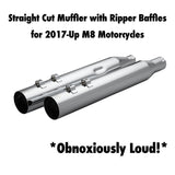 Khrome Werks 1801-1873 4.0" Chrome HP Plus Straight Cut Mufflers with Ripper Baffles for 2017-Up M8 Harley Davidson® Touring Motorcycles ( 40FST-1012-CHR )