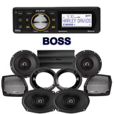 Precision Power Stage 4 Plug & Play Amp And Speaker Package With Boss Elite BEHDIN98 Radio For 1998-2013 Harley Davidson® Road Glide