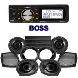 Precision Power HT Stage 4 Plug & Play Amp And Speaker Package With Boss Elite BEHDIN98 Radio For 1998-2013 Harley Davidson® Road Glide