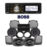 Hertz Stage 4 Plug & Play Amp And Speaker Package With Boss Elite BEHDIN98 Radio For 1998-2013 Harley Davidson® CVO Street Glide And Ultra